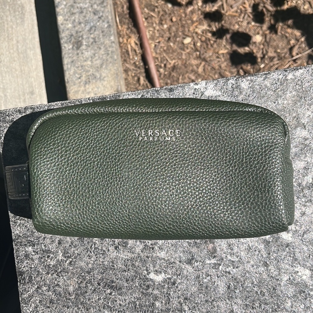 Versace green leather inflight travel bag =>locked and zipped​